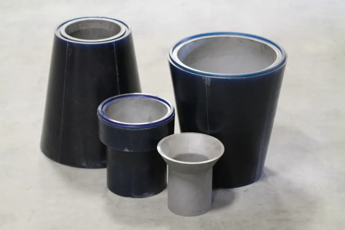 Hydrocyclone liners encased in polyurethane