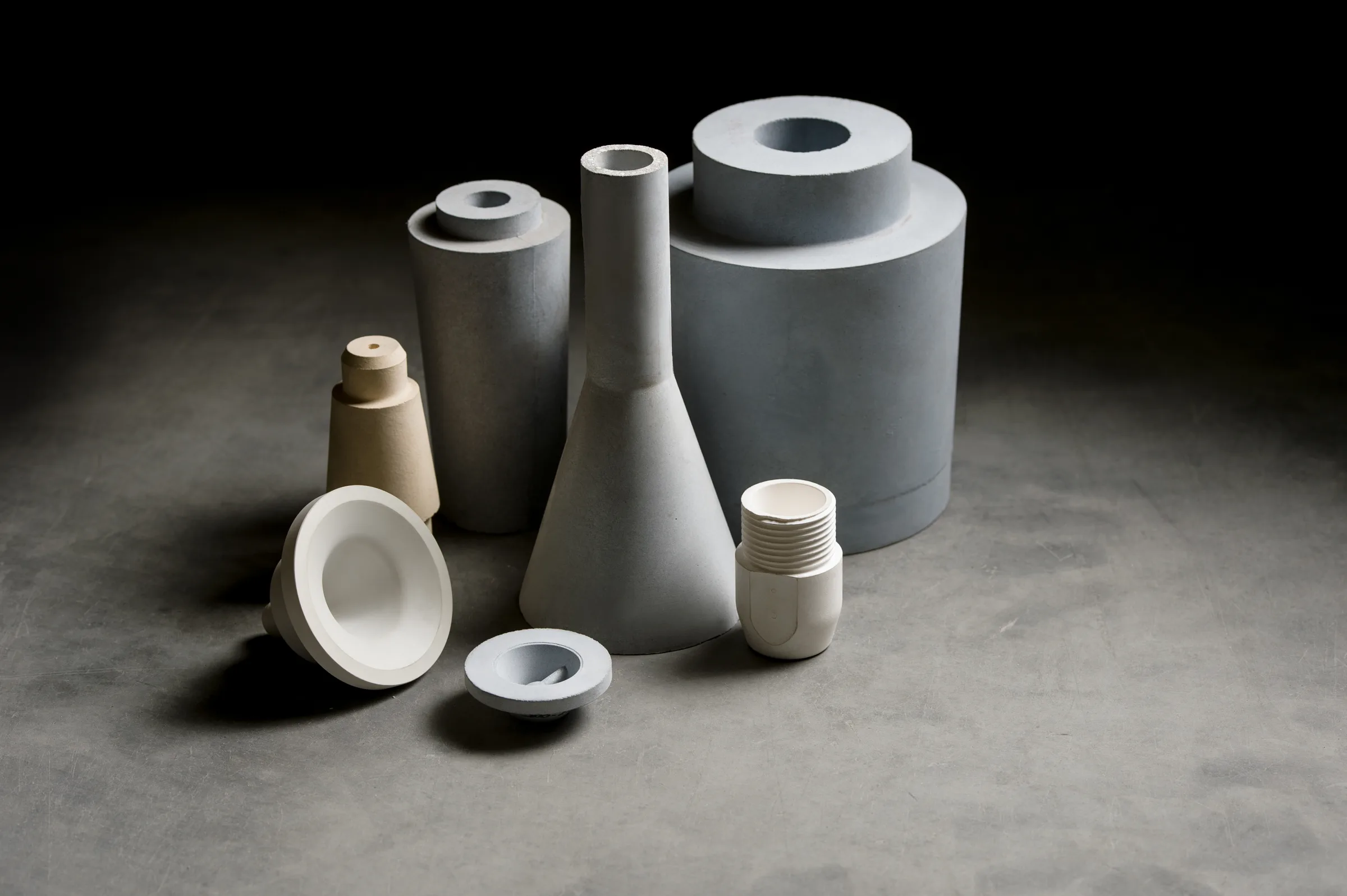 Ceramic nozzles, down spouts and pour spouts