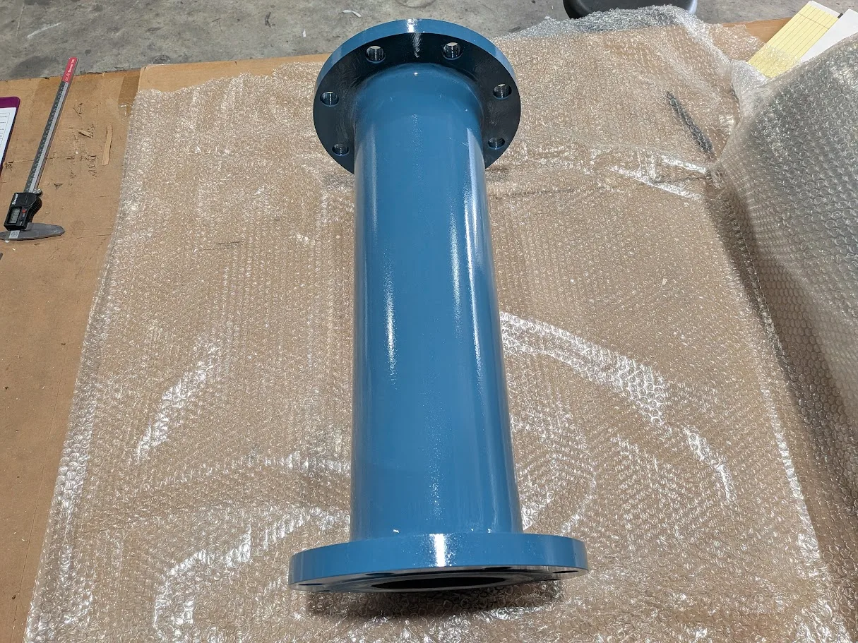 Straight flanged ceramic lined pipe section
