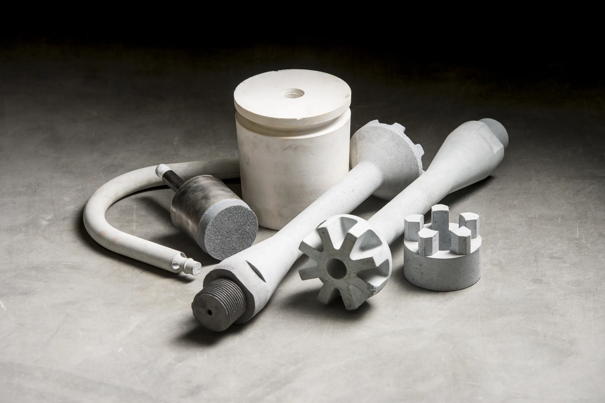 Ceramic rotary degasser shafts and rotors