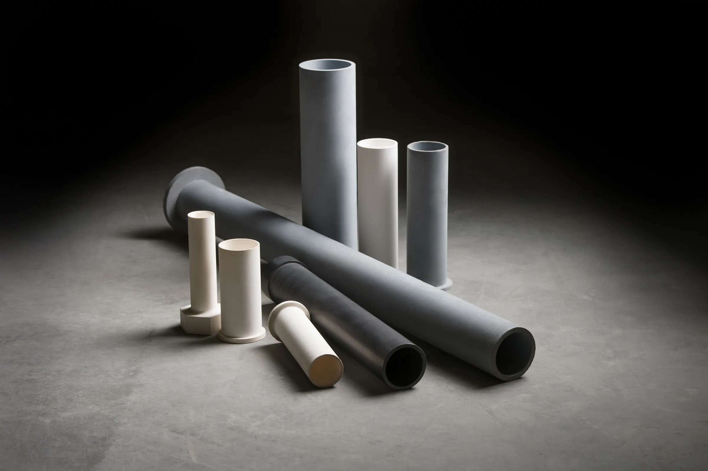 Ceramic tube inserts and sleeves in different lengths