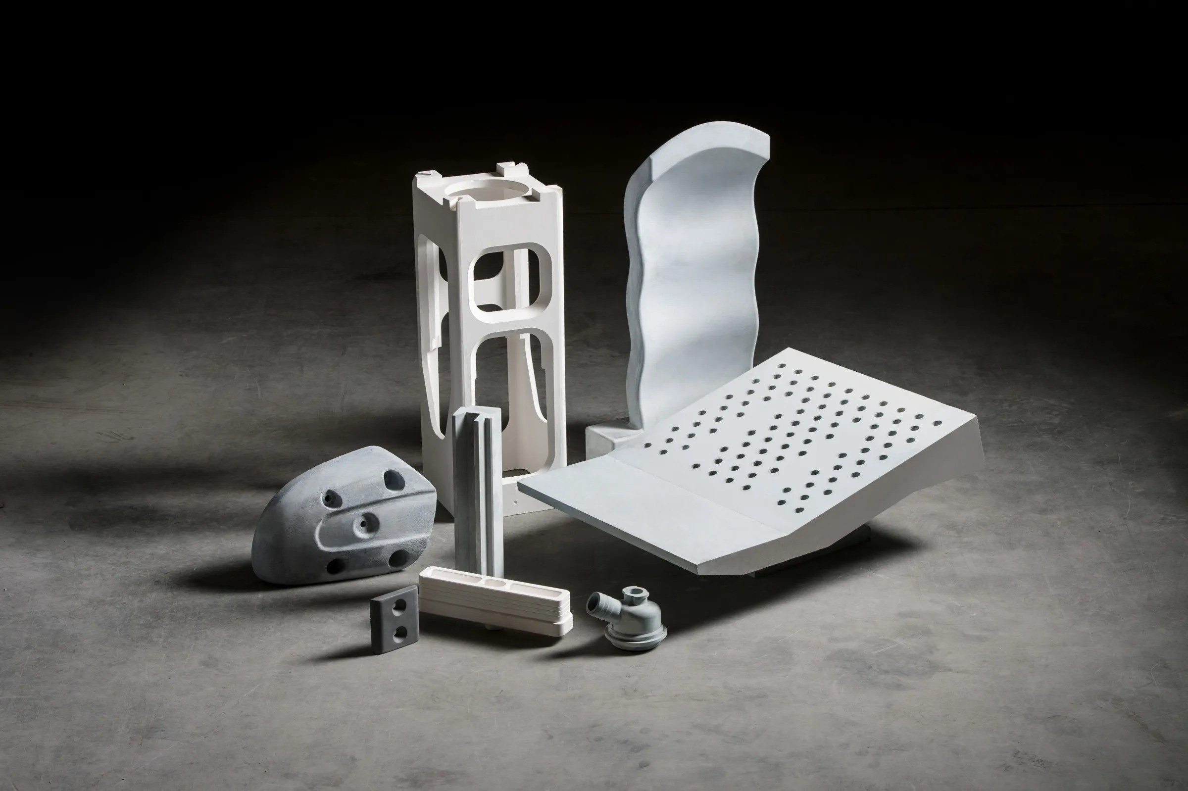 Custom engineered ceramic shapes including a perforated plate